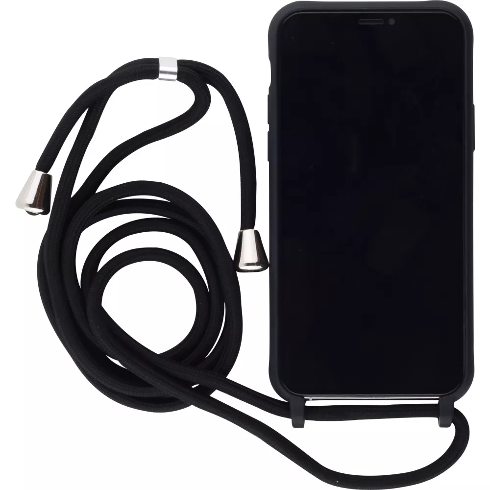 Hülle iPhone 12 / 12 Pro - Silikon Matte mit Seil - Schwarz