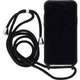 Hülle iPhone 12 / 12 Pro - Silikon Matte mit Seil - Schwarz