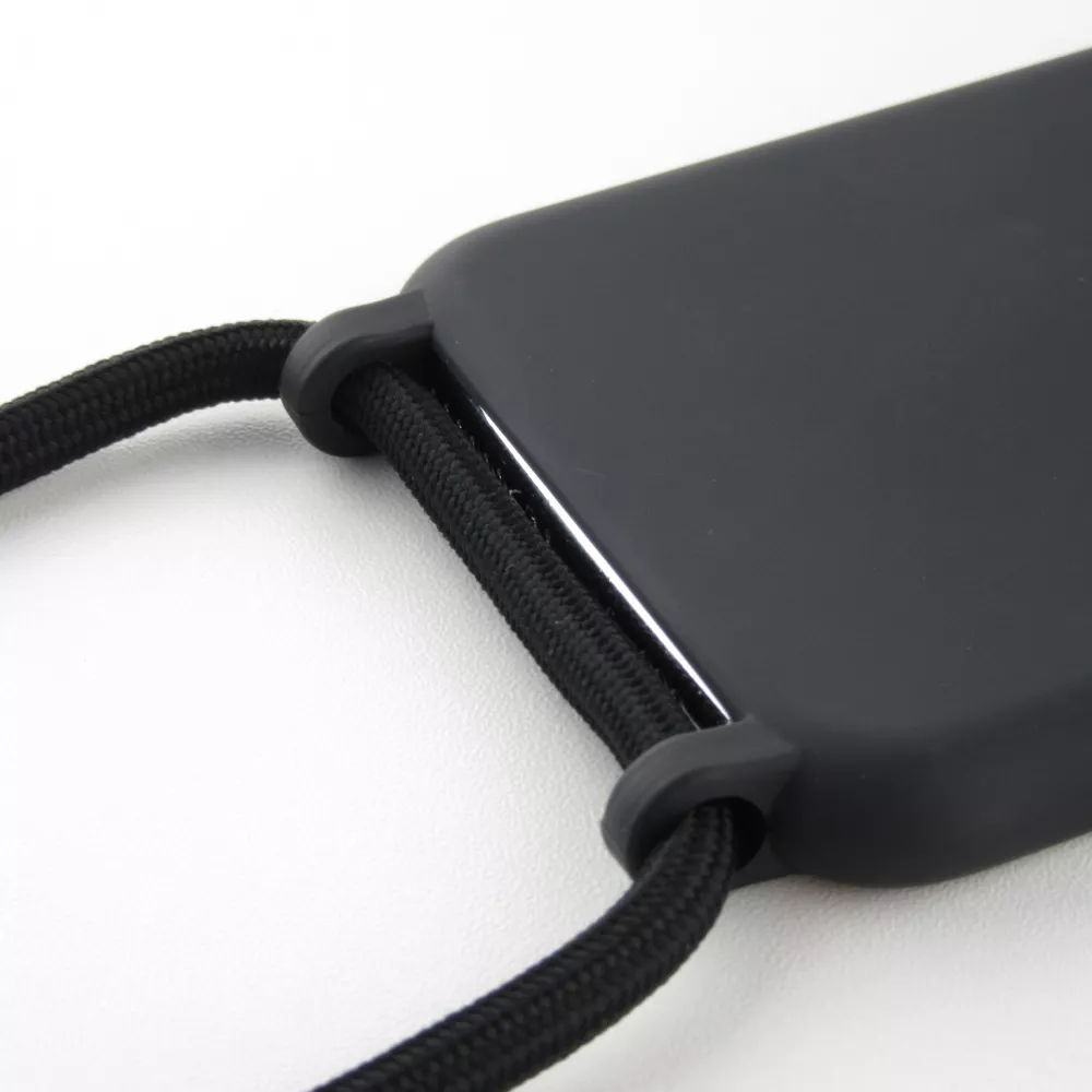 Hülle iPhone 12 / 12 Pro - Silikon Matte mit Seil - Schwarz