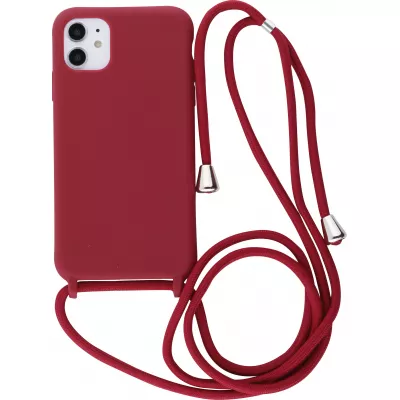 Hülle iPhone 11 - Silikon Matte mit Seil - Rot