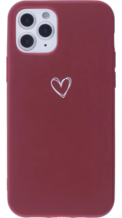 Coque iPhone 12 - Gel coeur - Rouge