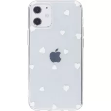 Coque iPhone 12 / 12 Pro - Gel petit coeur transparent - Blanc