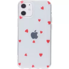 Coque iPhone 12 / 12 Pro - Gel petit coeur transparent - Rouge