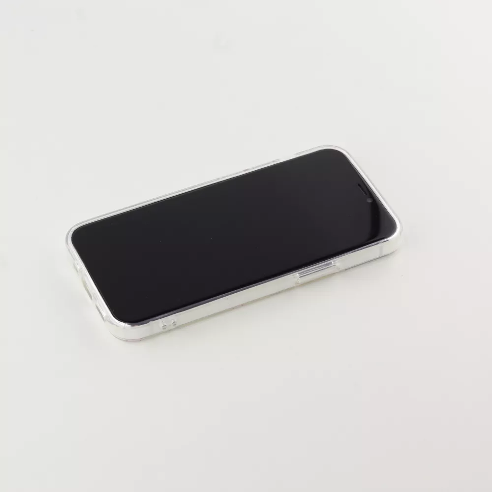 Coque iPhone 12 / 12 Pro - Gel petit coeur transparent - Rouge