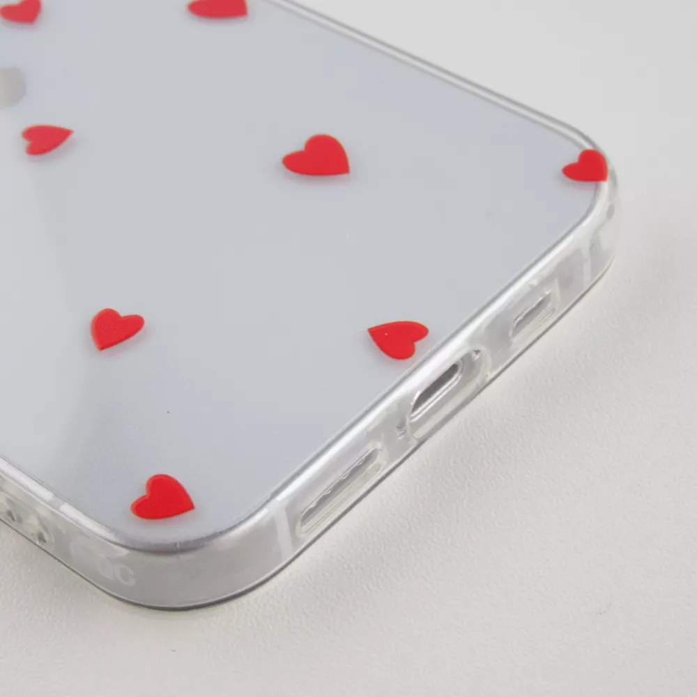 Coque iPhone 12 / 12 Pro - Gel petit coeur transparent - Rouge