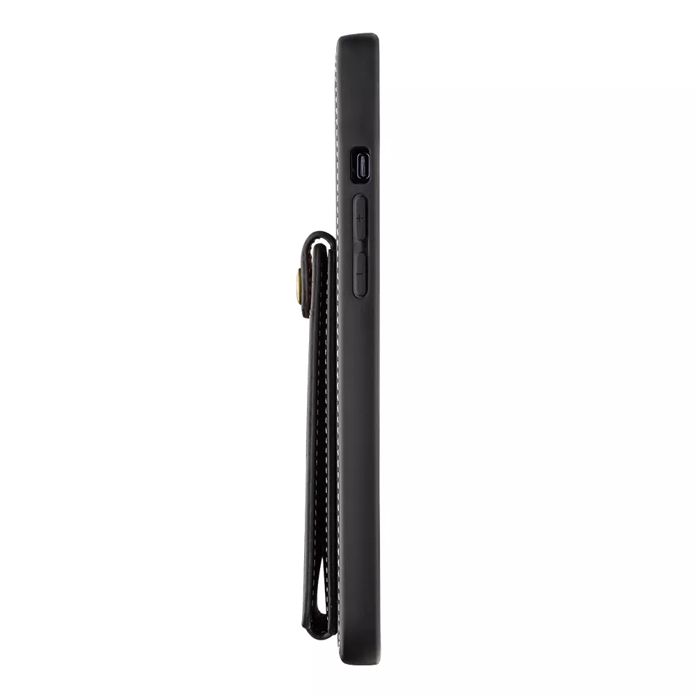 Hülle iPhone 13 Pro Max - Qialino Wallet Kartenhalter Echtleder - Schwarz