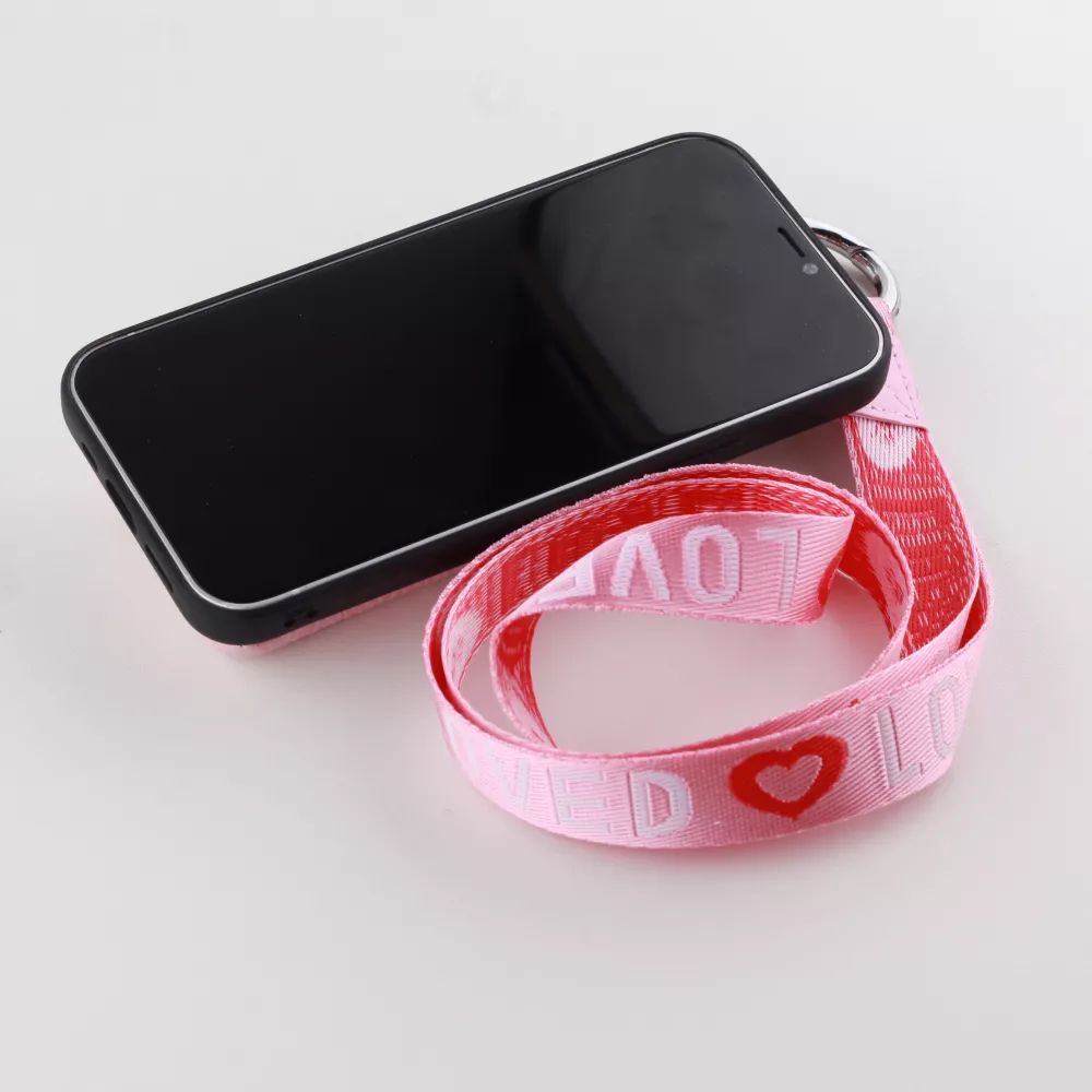 Coque iPhone 12 Pro Max - Wallet Poche avec cordon  - Rose