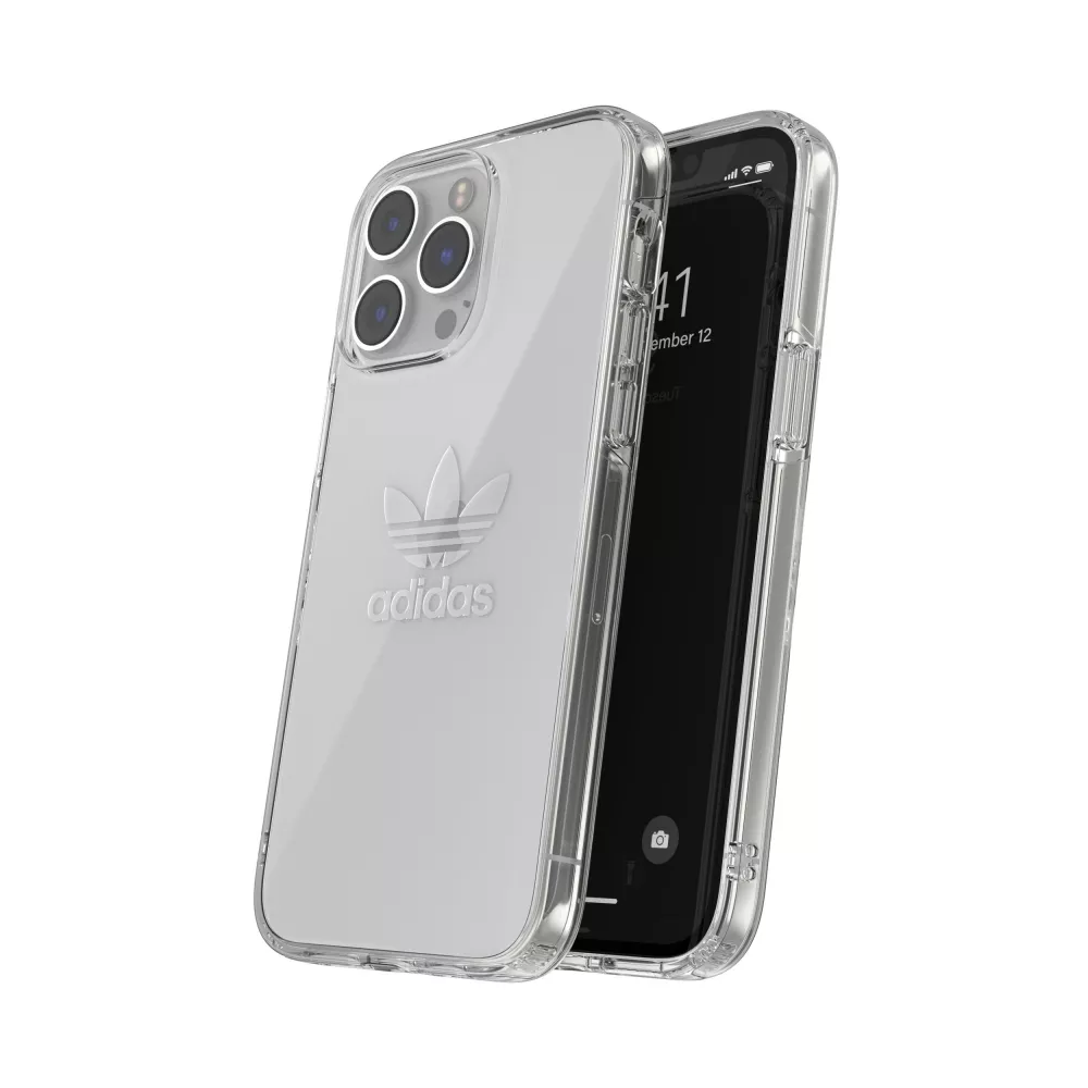 Coque iPhone 14 Pro - Adidas gel transparent rigide avec logo embossé - Transparent