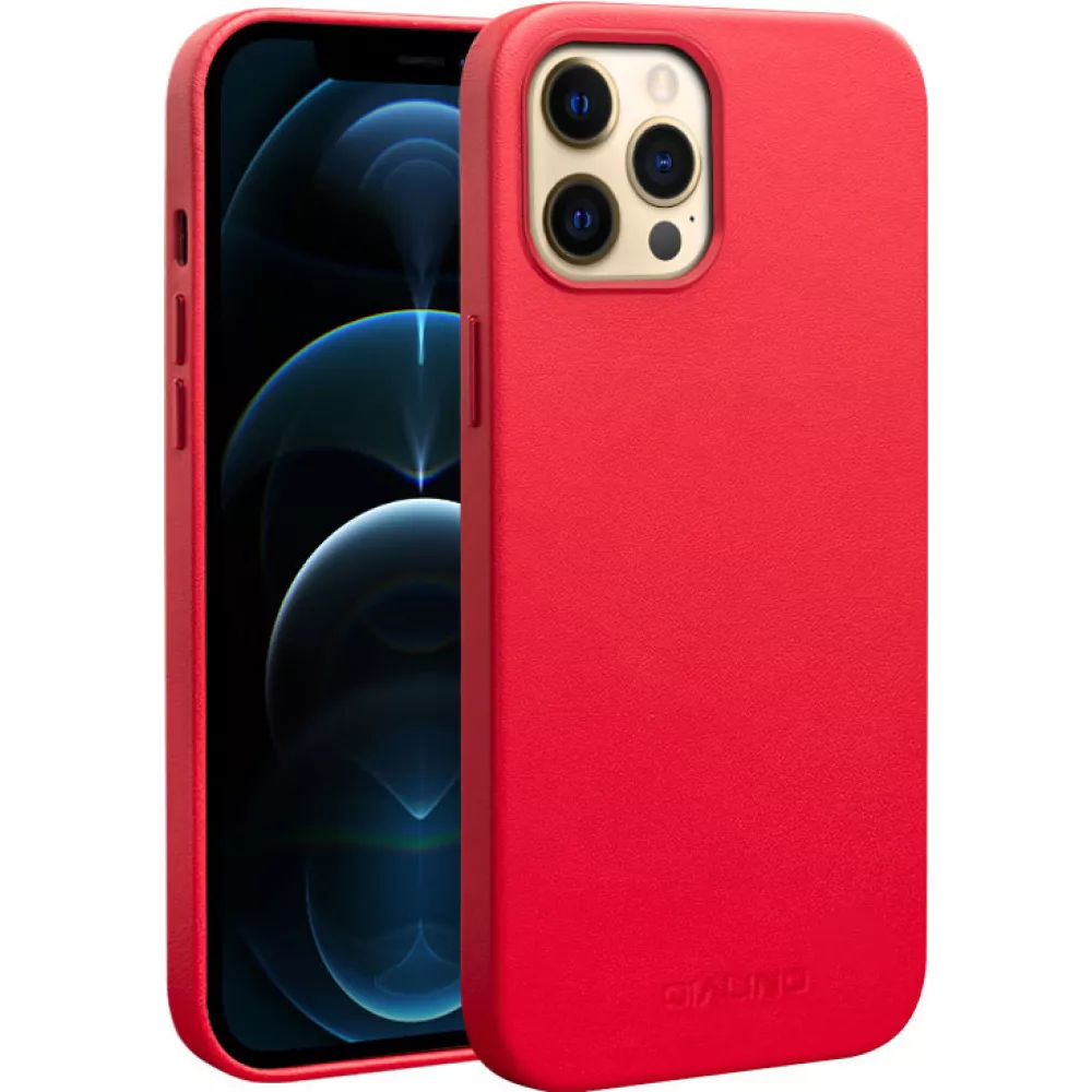 Hülle iPhone 12 Pro Max - Qialino Echtleder (MagSafe kompatibel) - Rot