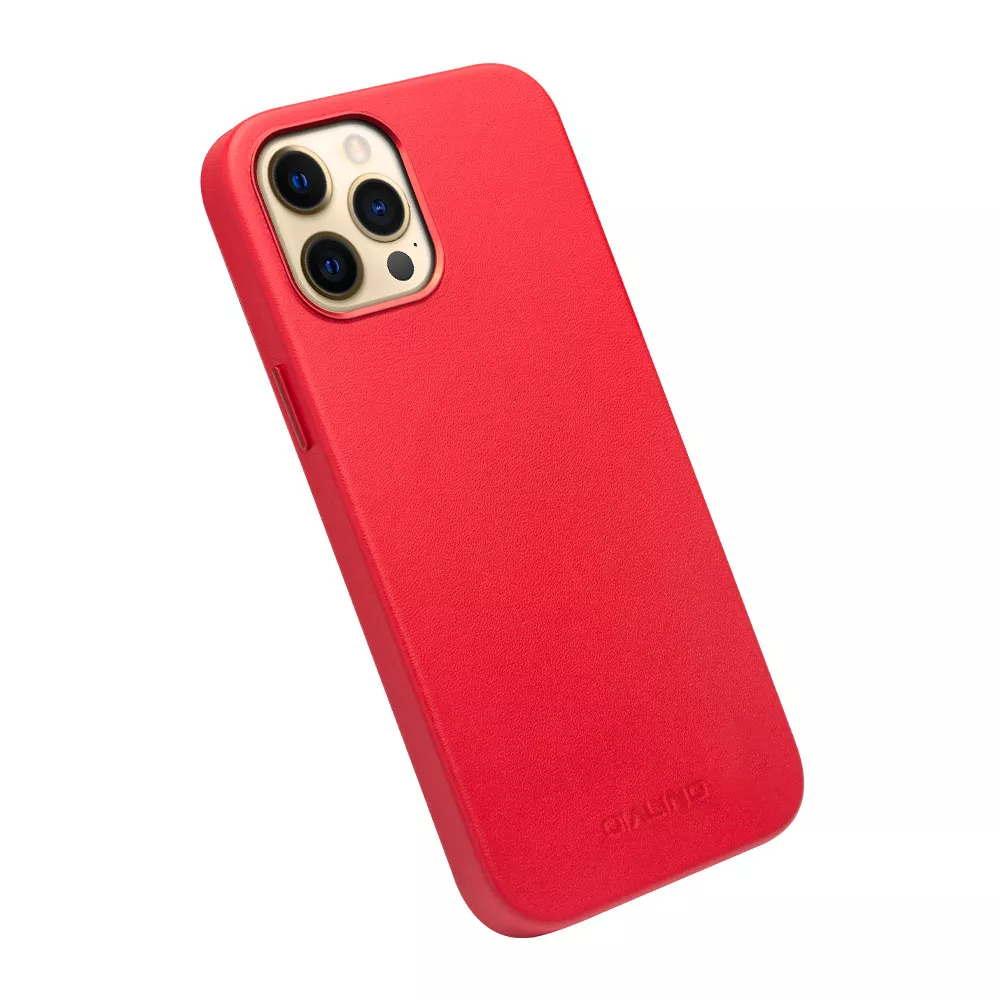 Hülle iPhone 12 Pro Max - Qialino Echtleder (MagSafe kompatibel) - Rot