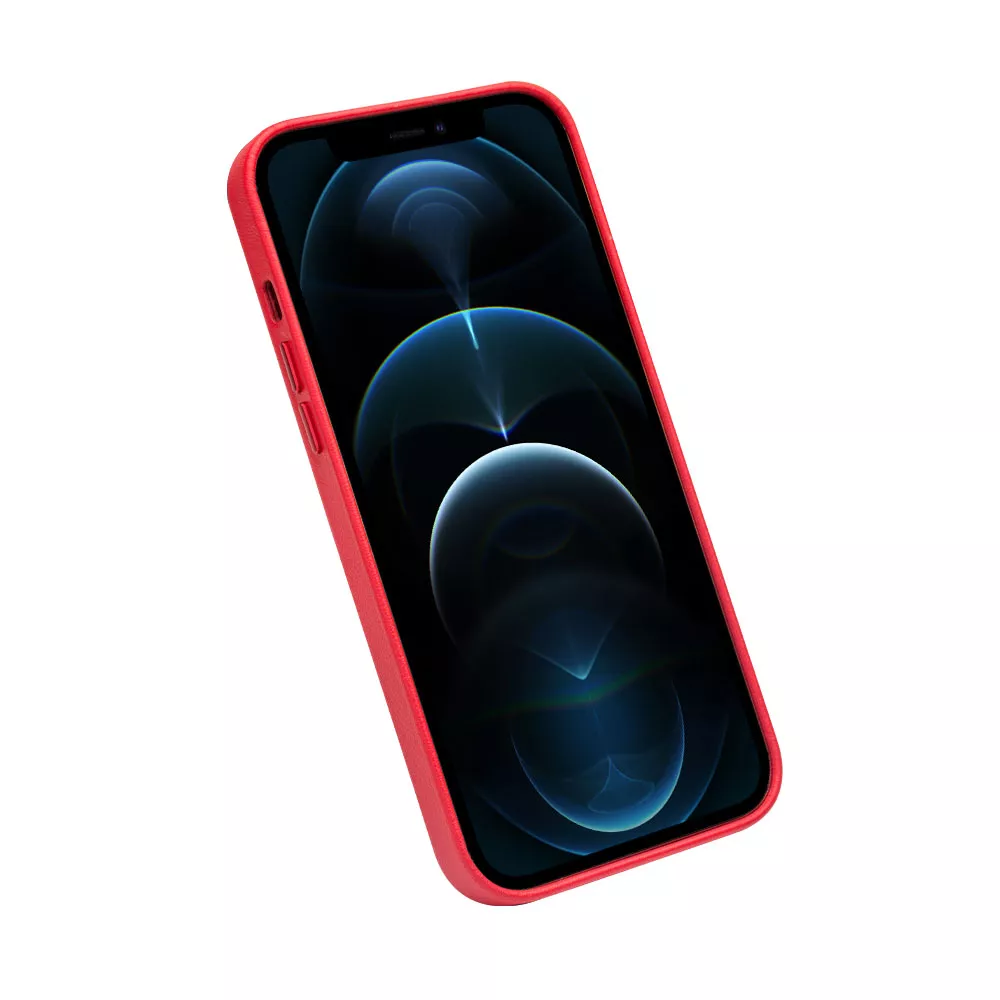 Hülle iPhone 12 Pro Max - Qialino Echtleder (MagSafe kompatibel) - Rot