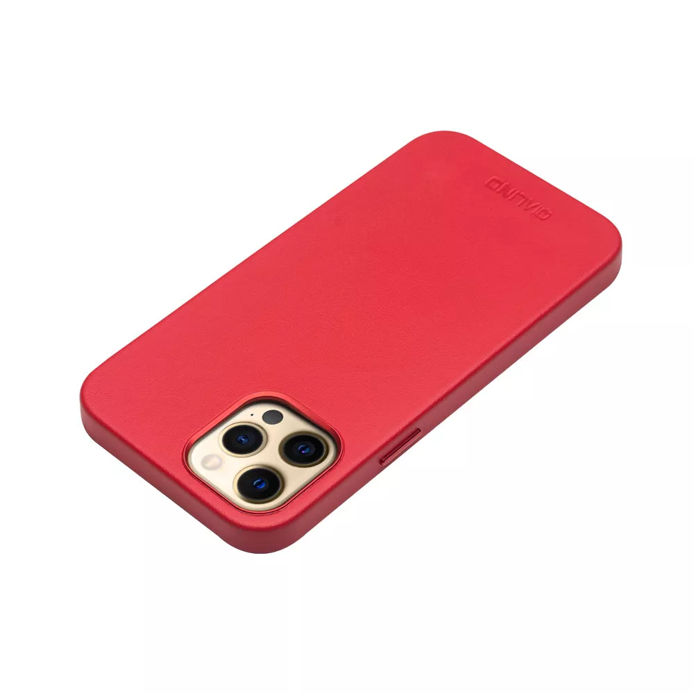 Hülle iPhone 12 Pro Max - Qialino Echtleder (MagSafe kompatibel) - Rot