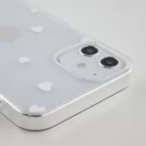 Coque iPhone 12 mini - Gel petit coeur transparent - Blanc