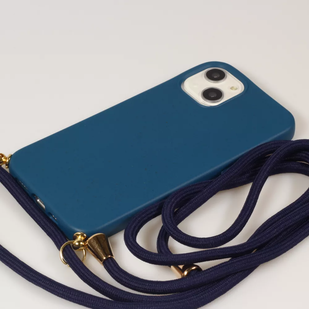 Samsung Galaxy S24 Case Hülle - Bio Eco-Friendly Vegan mit Handykette Necklace blau
