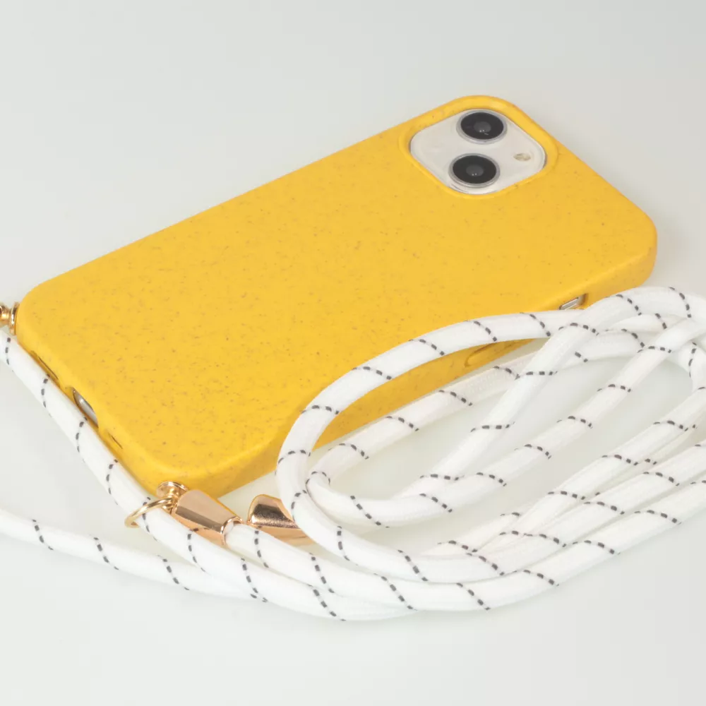 Coque iPhone 15 - Bio Eco-Friendly nature avec cordon collier jaune