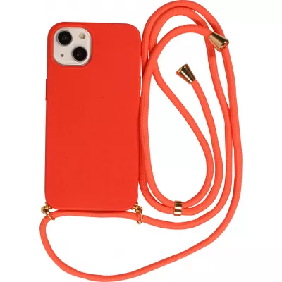 Coque iPhone 13 - Bio Eco-Friendly nature avec cordon collier - Rouge