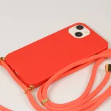 Coque iPhone 15 - Bio Eco-Friendly nature avec cordon collier - Rouge