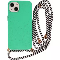 Coque iPhone 15 - Bio Eco-Friendly nature avec cordon collier - Turquoise