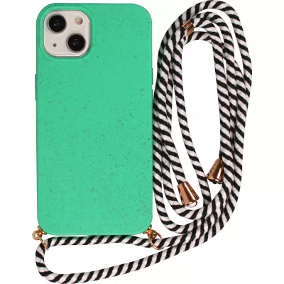 Coque iPhone 15 - Bio Eco-Friendly nature avec cordon collier - Turquoise