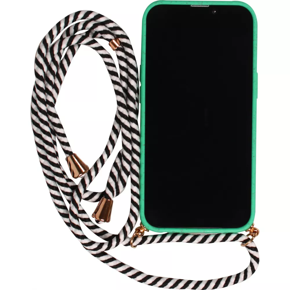Coque iPhone 15 - Bio Eco-Friendly nature avec cordon collier - Turquoise