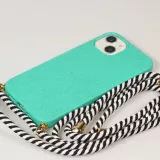 Coque iPhone 15 - Bio Eco-Friendly nature avec cordon collier - Turquoise