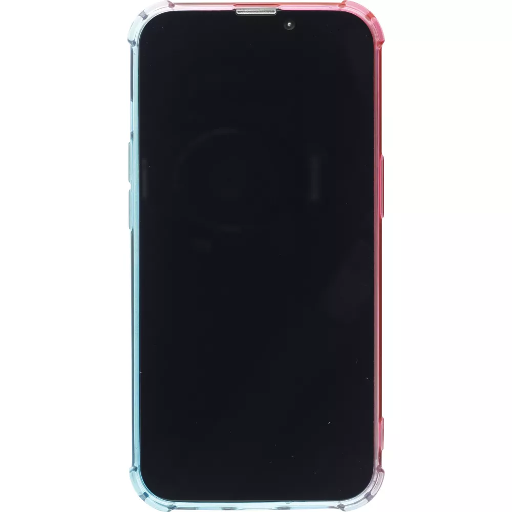 iPhone 15 Case Hülle - Gummi Bumper Rainbow mit extra Schutz für Ecken Antischock - rosa blau