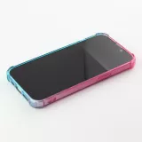iPhone 15 Case Hülle - Gummi Bumper Rainbow mit extra Schutz für Ecken Antischock - rosa blau