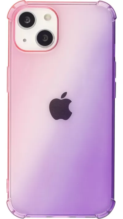 iPhone 15 Case Hülle - Gummi Bumper Rainbow mit extra Schutz für Ecken Antischock - rosa - Violett
