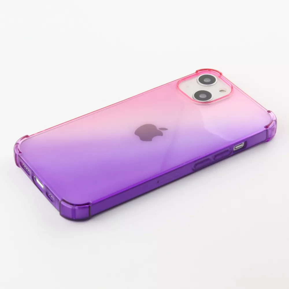 iPhone 15 Case Hülle - Gummi Bumper Rainbow mit extra Schutz für Ecken Antischock - rosa - Violett