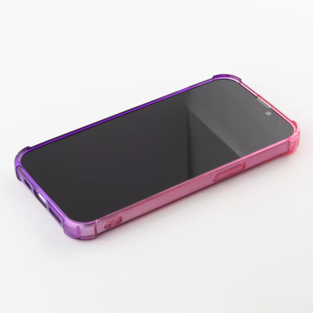 iPhone 15 Case Hülle - Gummi Bumper Rainbow mit extra Schutz für Ecken Antischock - rosa - Violett