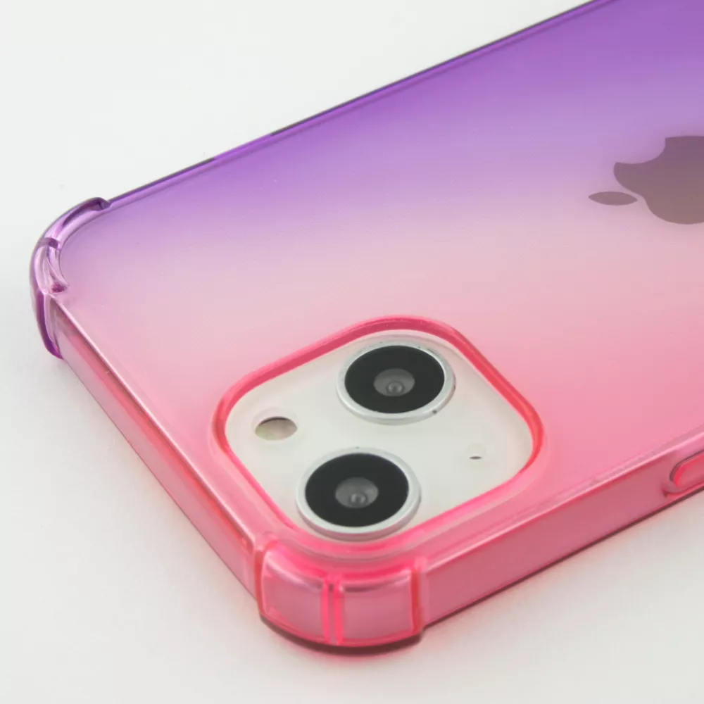 iPhone 15 Case Hülle - Gummi Bumper Rainbow mit extra Schutz für Ecken Antischock - rosa - Violett