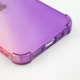 iPhone 15 Case Hülle - Gummi Bumper Rainbow mit extra Schutz für Ecken Antischock - rosa - Violett