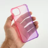 iPhone 15 Case Hülle - Gummi Bumper Rainbow mit extra Schutz für Ecken Antischock - rosa - Violett