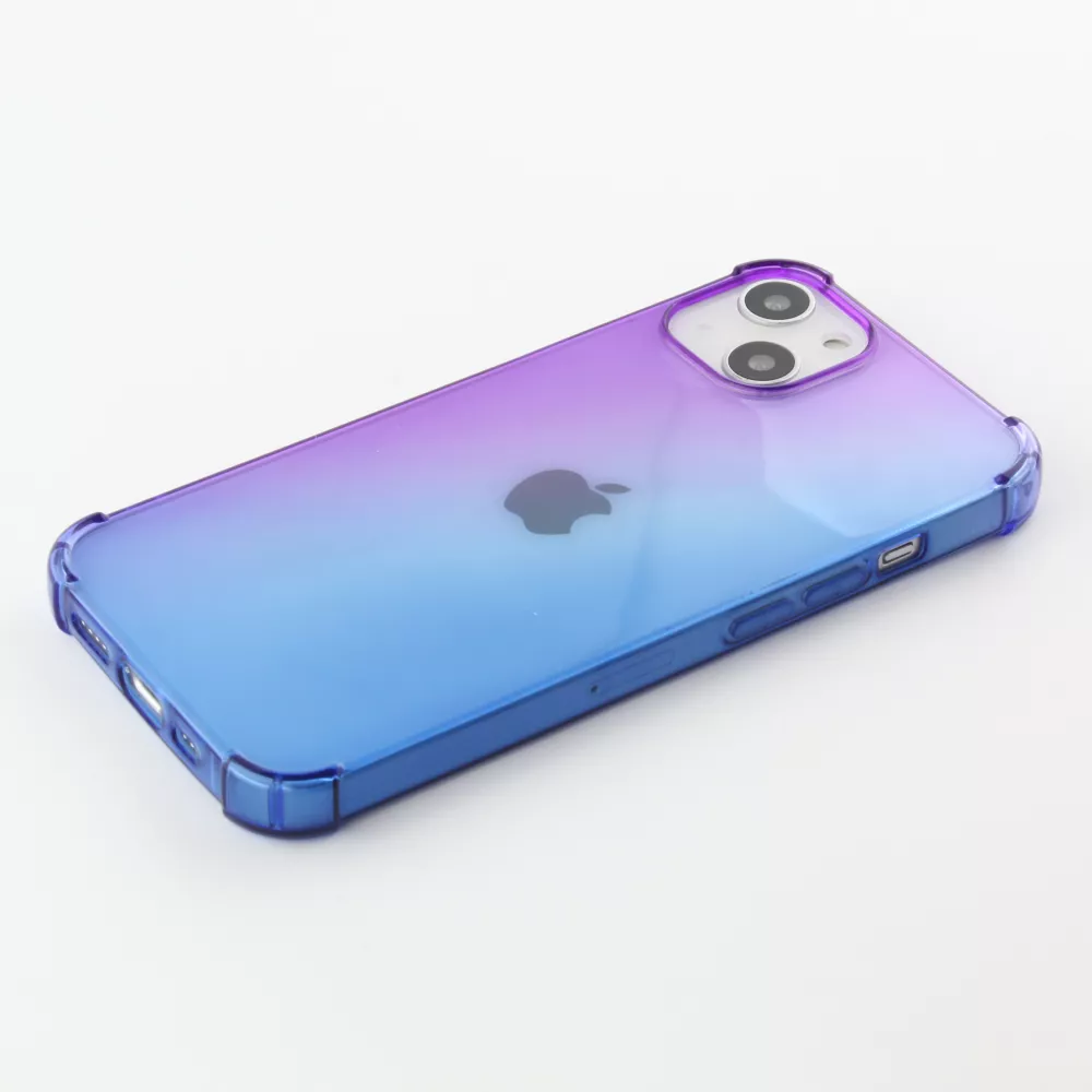 Coque iPhone 15 - Bumper Rainbow Silicone anti-choc avec bords protégés -  violet - Bleu
