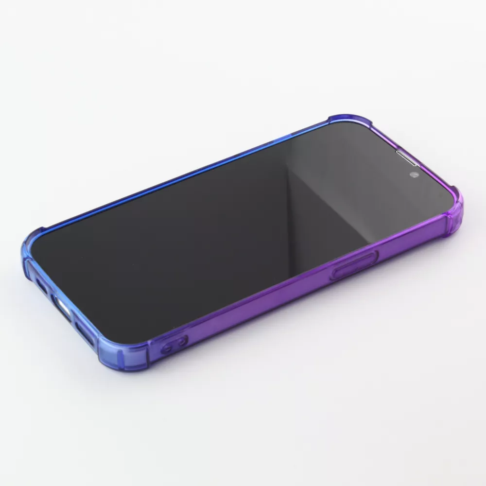 Coque iPhone 15 - Bumper Rainbow Silicone anti-choc avec bords protégés -  violet - Bleu