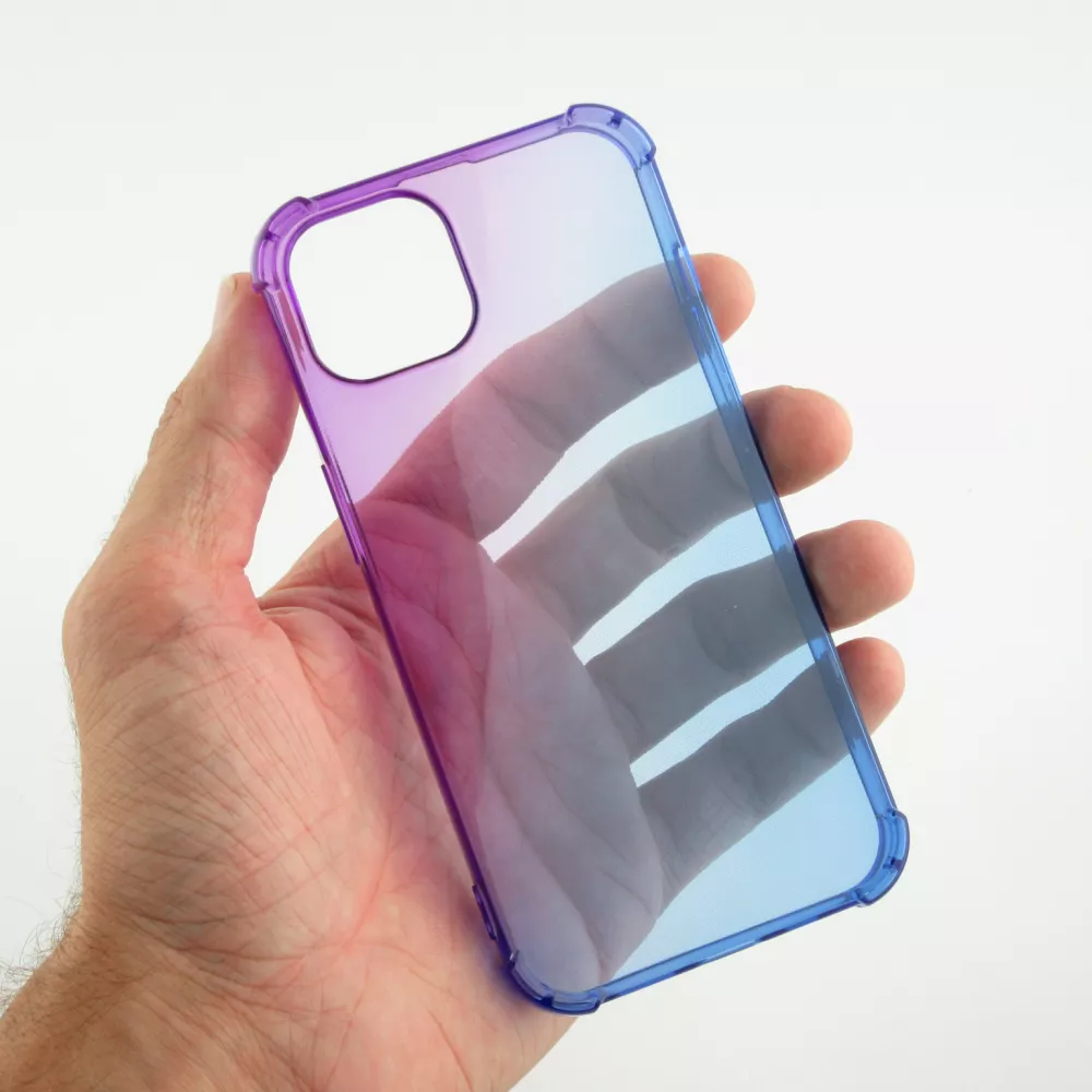 Coque iPhone 15 - Bumper Rainbow Silicone anti-choc avec bords protégés -  violet - Bleu