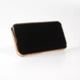 Hülle iPhone 13 - Gummi Bronze mit Ring - Rosa
