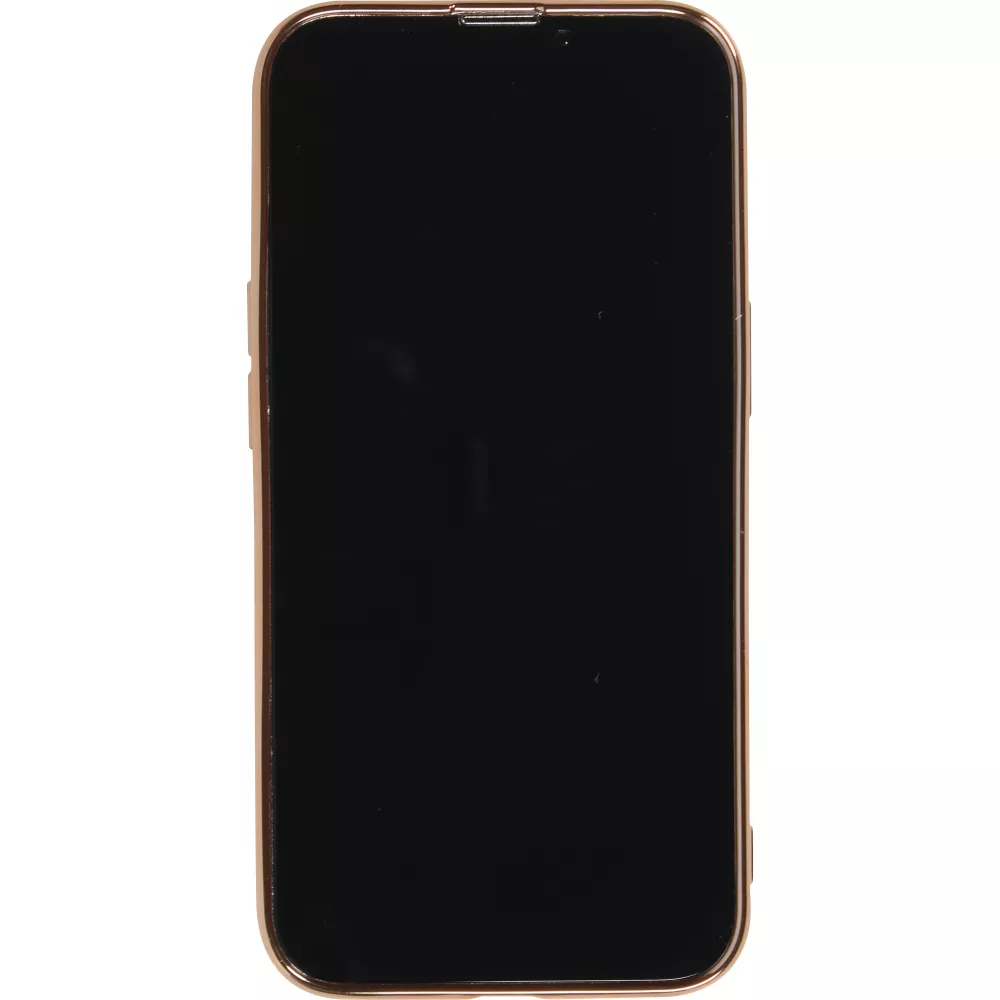 Hülle iPhone 13 - Gummi Bronze mit Ring - Rosa