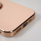 Hülle iPhone 13 - Gummi Bronze mit Ring - Rosa