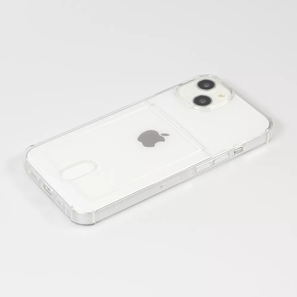 Hülle iPhone 15 - Gummi Bumper Kartenhalter - Transparent