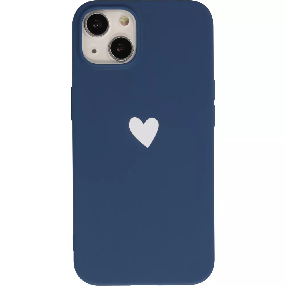 Coque iPhone 15 - Gel coeur - Bleu