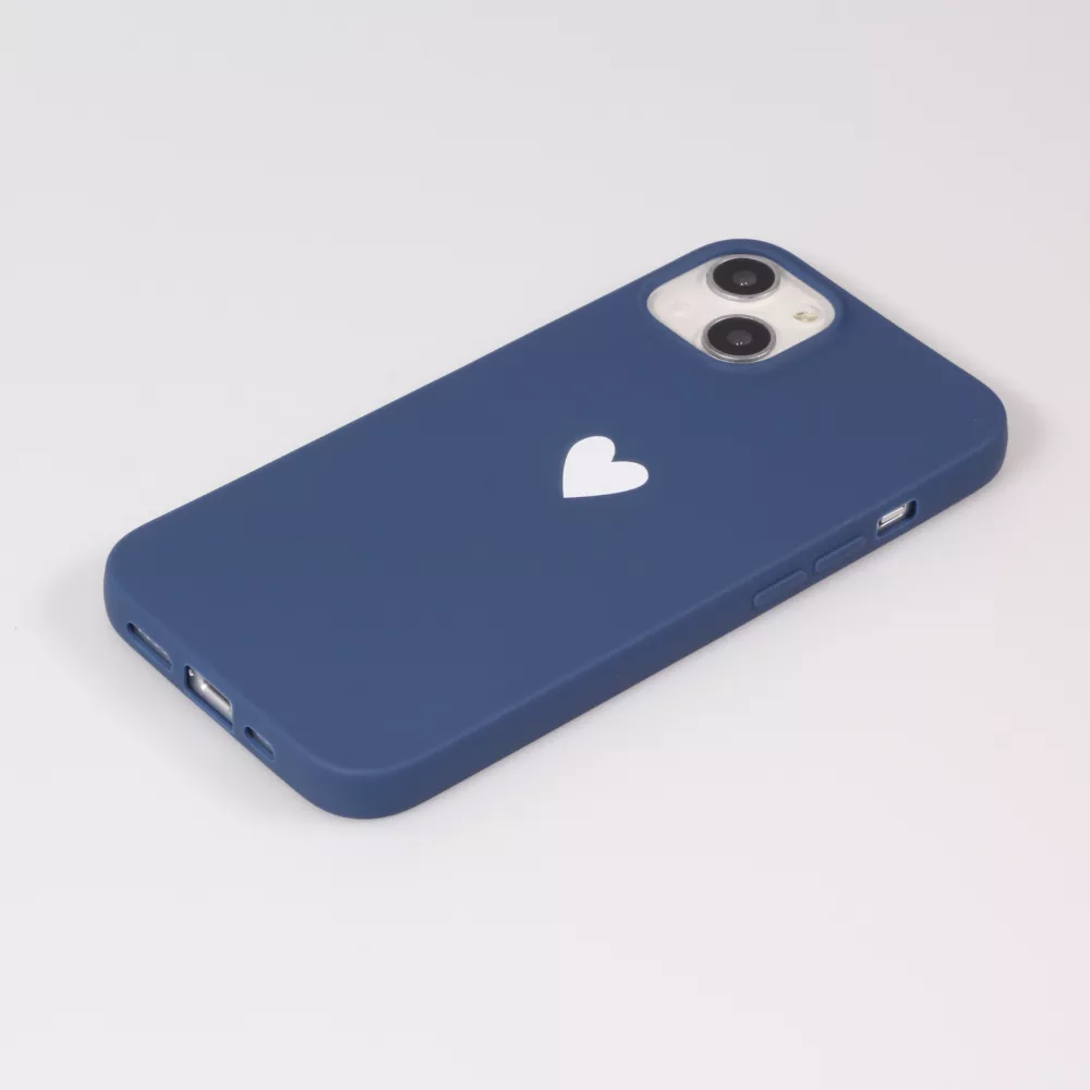 Coque iPhone 15 - Gel coeur - Bleu