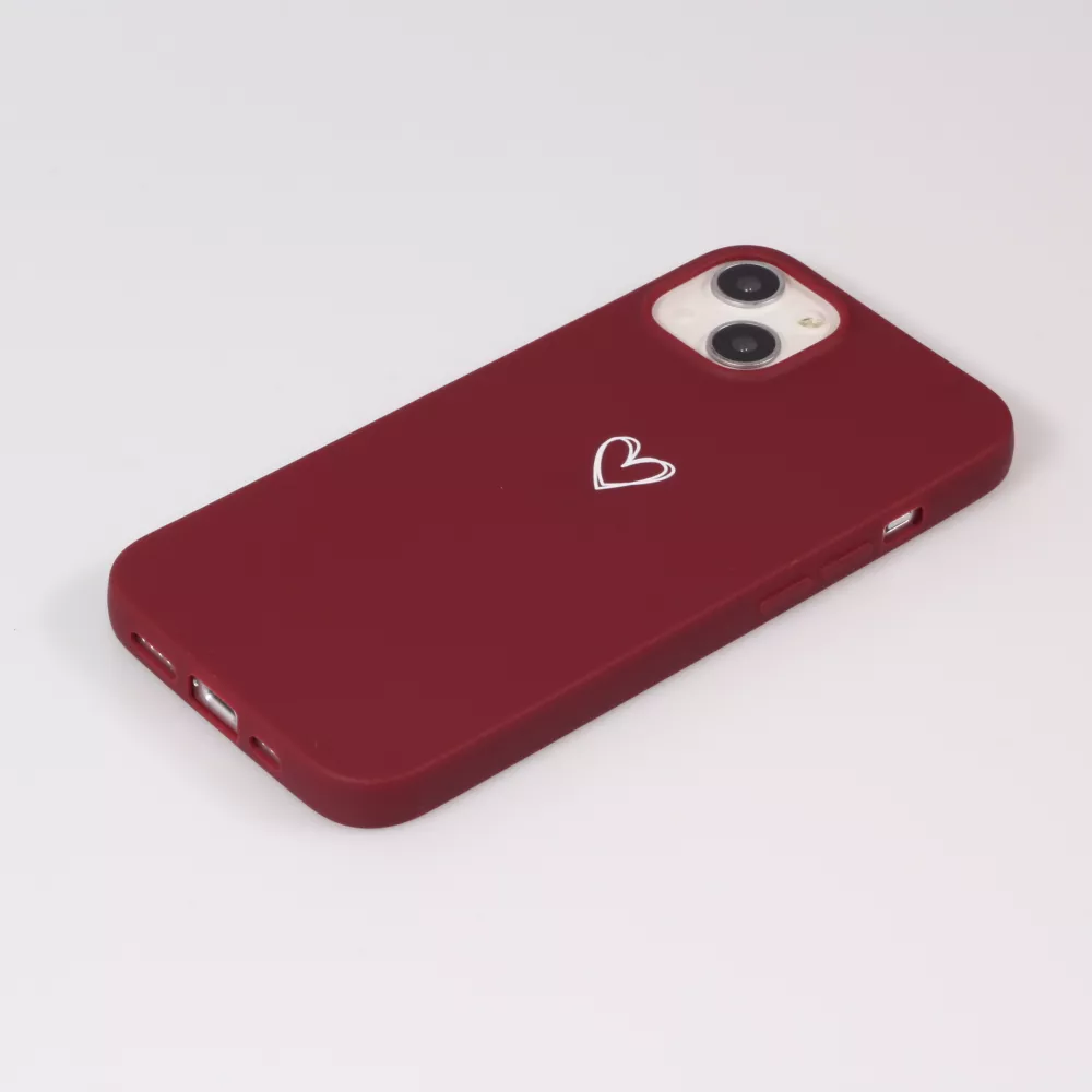 Hülle iPhone 15 - Gummi Herz - Rot