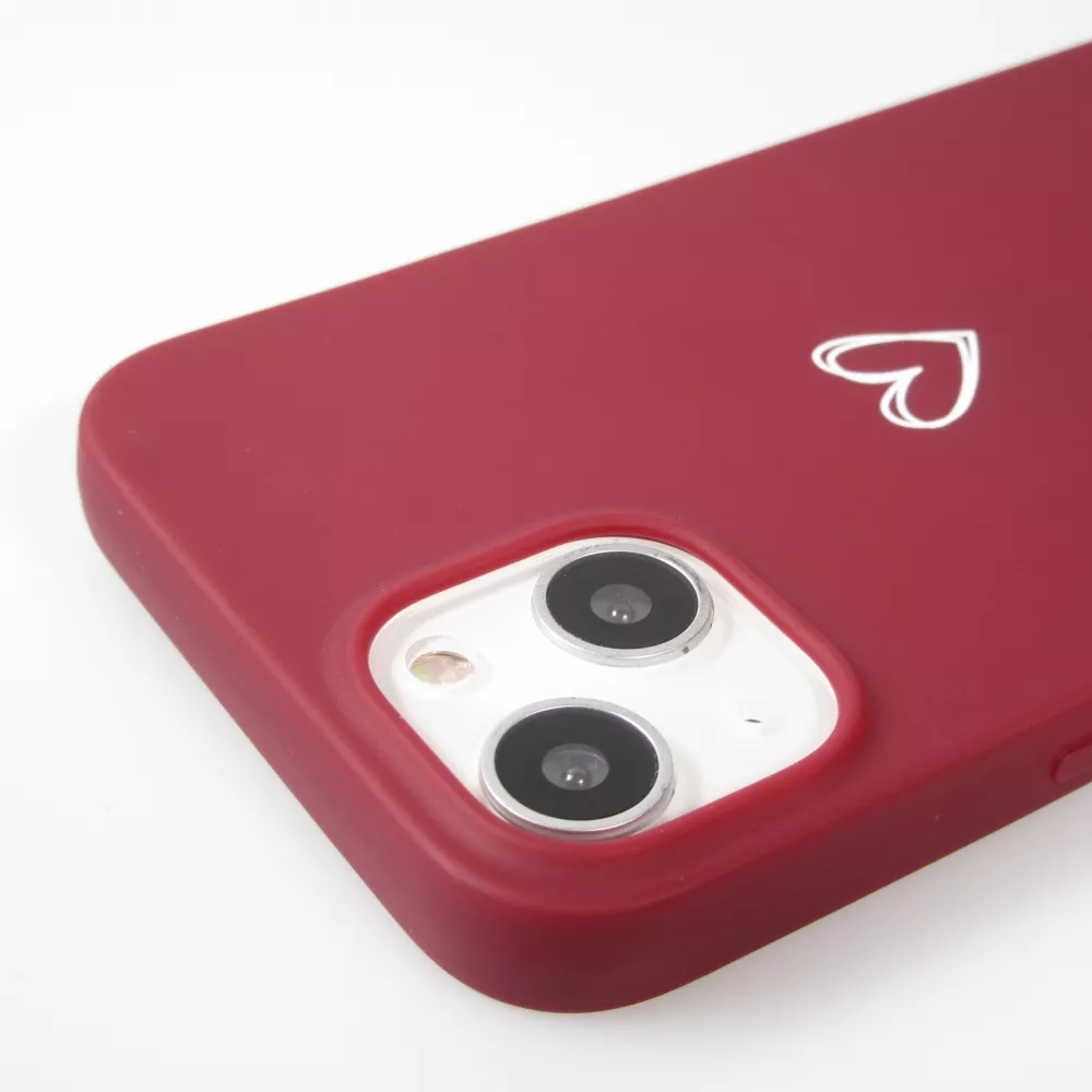 Hülle iPhone 15 - Gummi Herz - Rot
