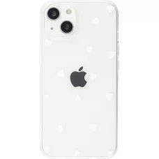 Coque iPhone 13 - Gel petit coeur transparent - Blanc