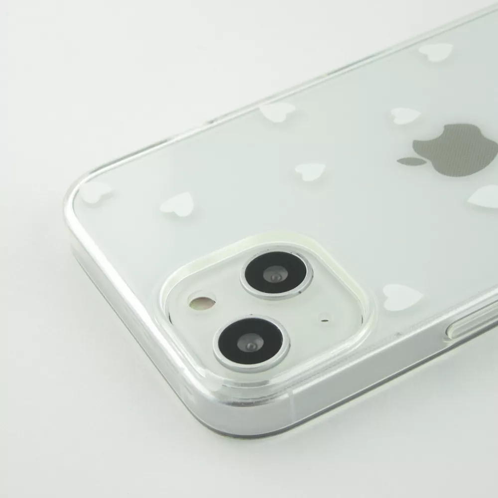 Coque iPhone 13 - Gel petit coeur transparent - Blanc