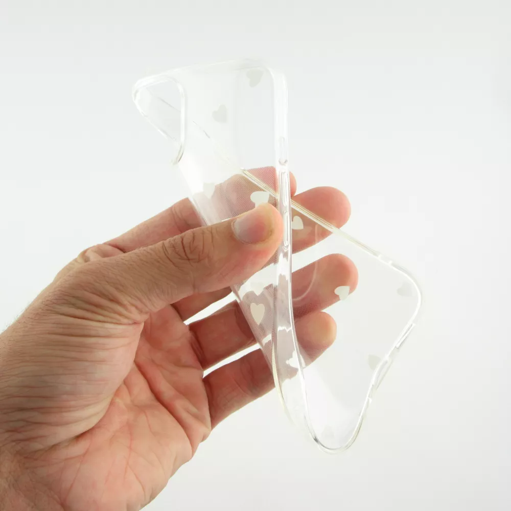 Coque iPhone 13 - Gel petit coeur transparent - Blanc