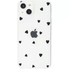 Coque iPhone 13 - Gel petit coeur transparent - Noir