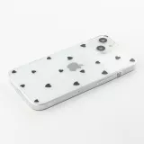 Coque iPhone 13 - Gel petit coeur transparent - Noir