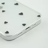 Coque iPhone 13 - Gel petit coeur transparent - Noir